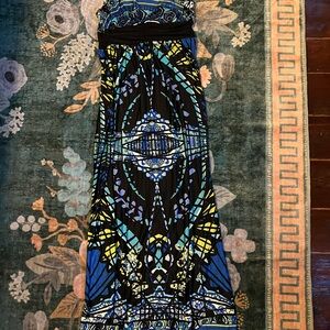 Arden B Blue and Yellow Geometric Maxi Dress